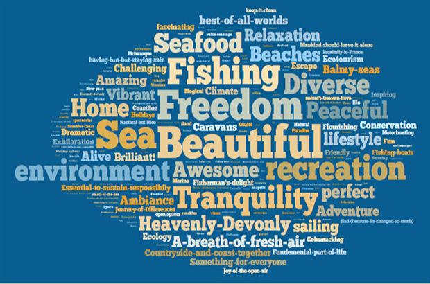 Wordle produced about the South Marine Plan areas