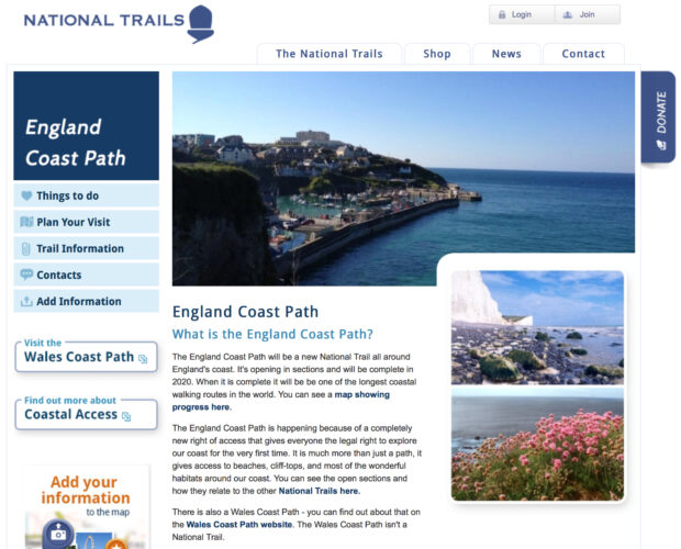 England coastal path website