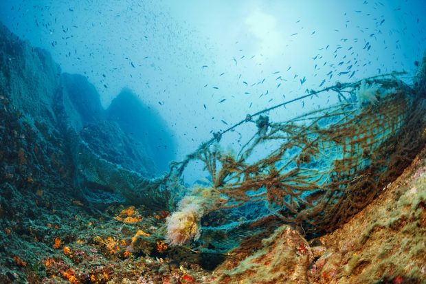 Fishing nets underwater