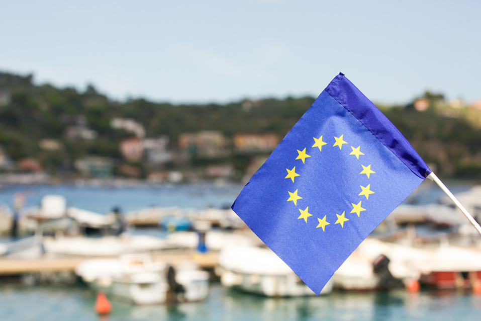EU flag harbour