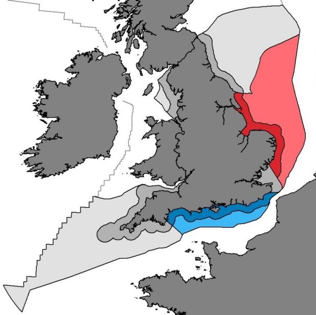 East and South marine plan areas on maps