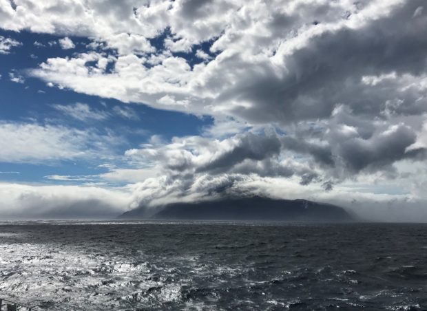 Atmospheric view of Tristan da Cunha from the RRS Discovery 100 research cruise in March 2019. 
